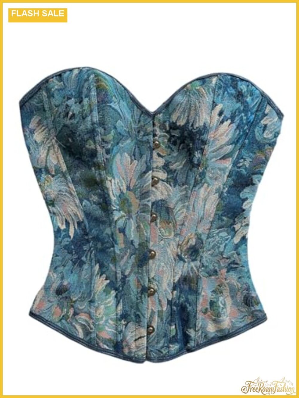 Floral Lace Up Corset Strapless Bustier Party Top Polyester